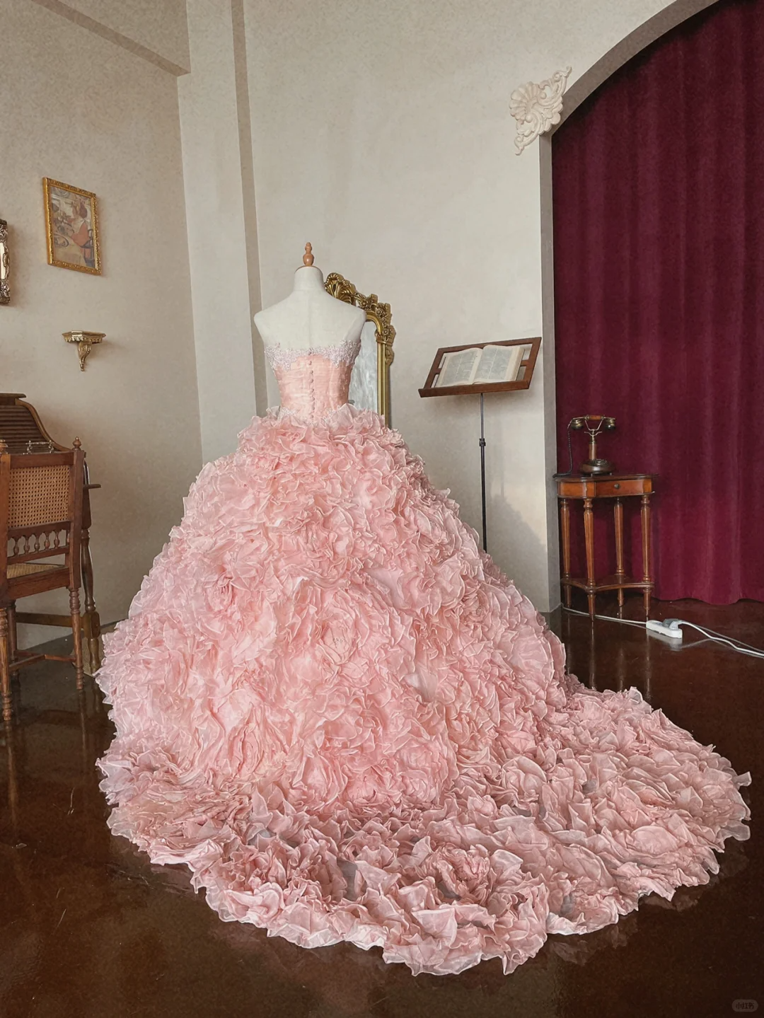 Sweety Light Pink Ball Gown Floral Tulle Prom Dress 16th Birthday Dress DP5019