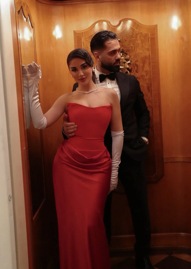 Beautiful Red Sheath Strapless Satin Long Prom Dress Evening Dress DP6932