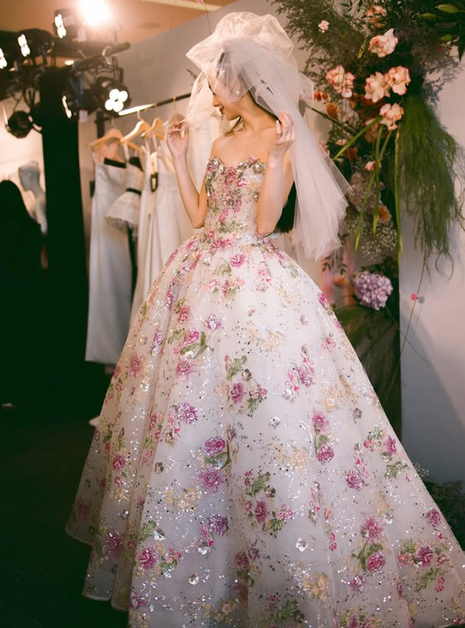 Romantic Pink Rose Ball Gown Strapless Exquisite Beaded Tulle Long Prom Dress DP4603