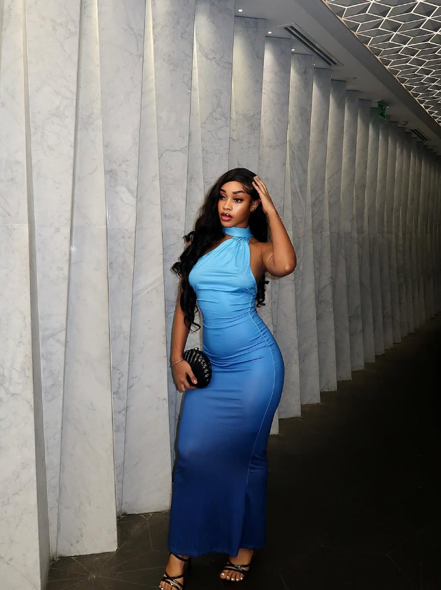 Uniques Sheath Halter Ombre Blue Satin Prom Dress Evening Dress DP1913