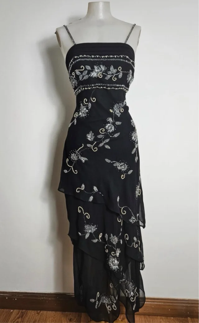 Apricot Embroidery Floral Bead Layered Chiffon Homecoming Dress Party Dress Evening Dress DP3084