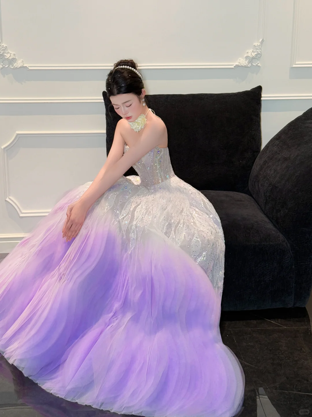 Stunning Ball Strapless Sequin Purple Tulle Long Prom Dress Party Dress DP4291