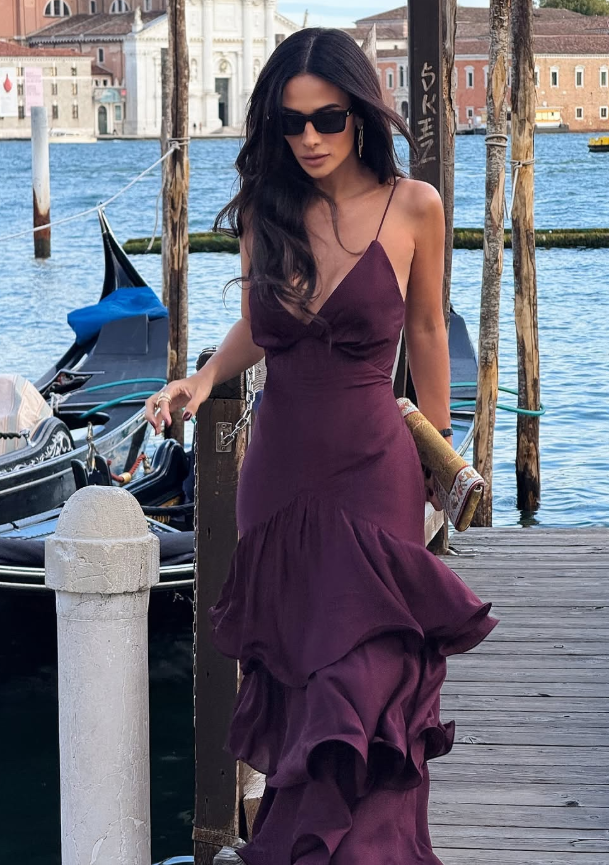 Sexy Sheath Spaghetti Straps Layered Chiffon Long Prom Dress Evening Dress DP5124