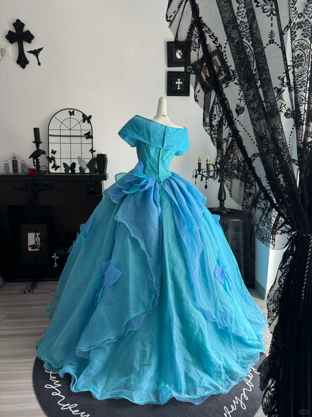 Cinderella Blue Ball Gown Layered Organza Prom Dress Quinceanera Dress DP6959