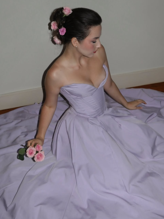 Purple Princess A Line Sweetheart Neck Corset Satin Long Prom Dress Party Dress Formal Gown DP3382