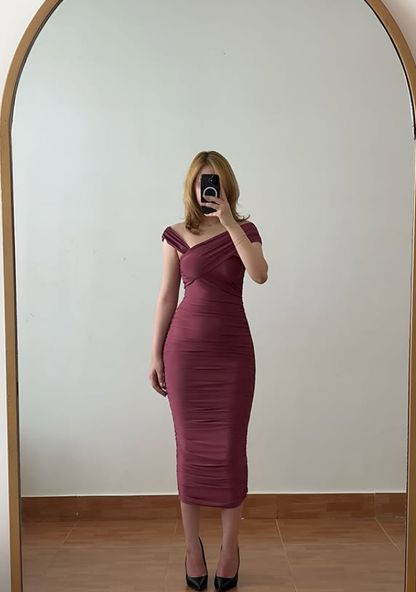 Vintage Classic Sheath Straps Satin Prom Dress Evening Dress DP6429