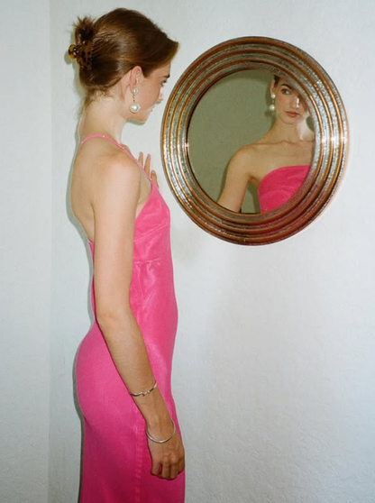 Sexy Barbie Pink Sheath One Shoulder Satin Prom Dress Evening Dress DP5505