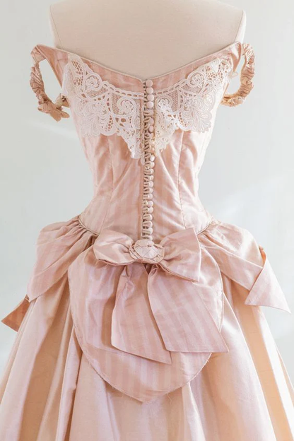 Vintage Off Shoulder A Line Long Prom Dress Party Dress DP655
