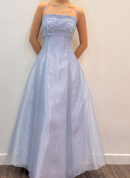 Vintage Light Purple A Line Beaded Tulle Organza Prom Dress Evening Dress Date Dress DP5278