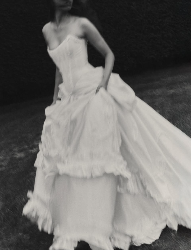 Stunning Ball Gown Strapless Corset White Satin Long Train Wedding Dress DP5827