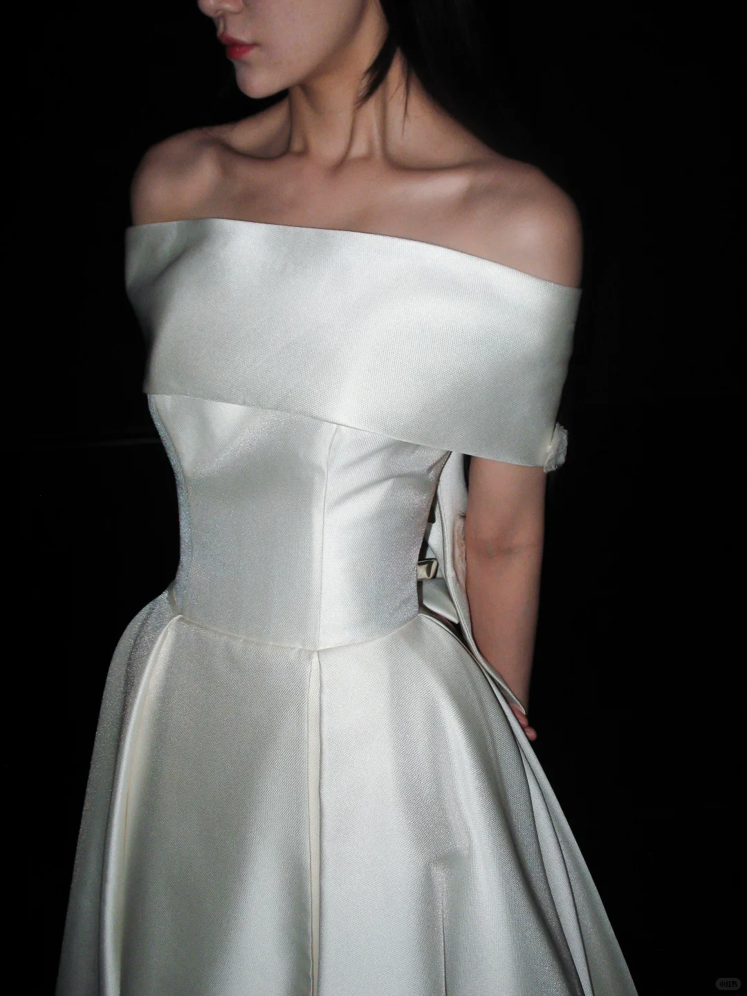 Vintage A Line Off the Shoulder White Simple Satin Long Wedding Dress DP8124