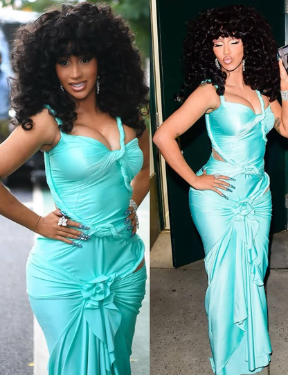 Classic Aquamarine Sheath Straps Pleated Satin Prom Dress Evening Dress DP3951