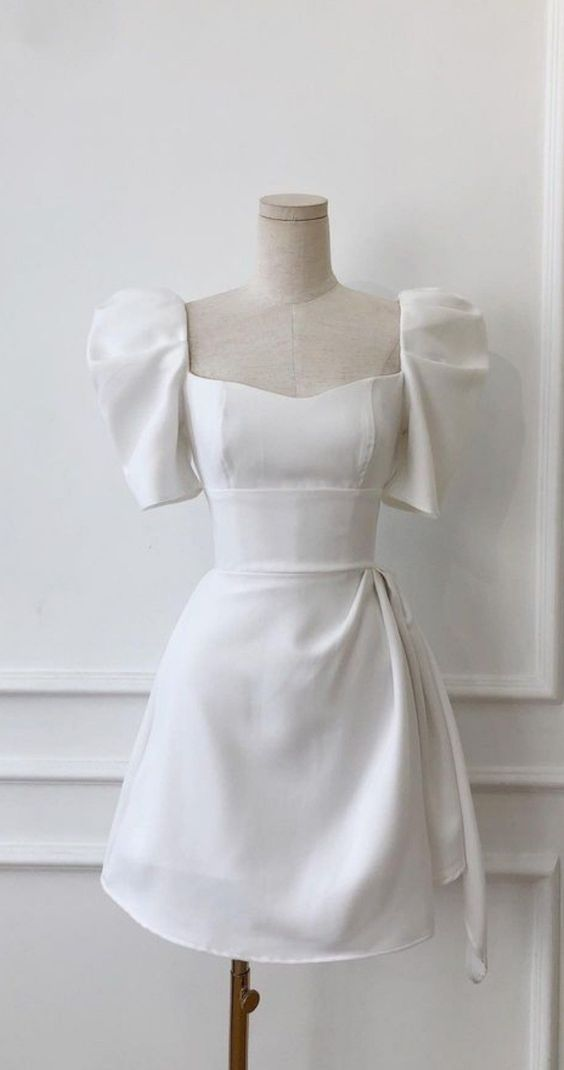 Retro White Homecoming Dress Prom Dress DP106