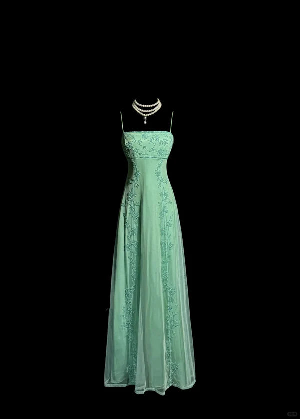Classy Elegant A Line Spaghetti Straps Blue Beading Sleeveless Chiffon Prom Dresses DP3352