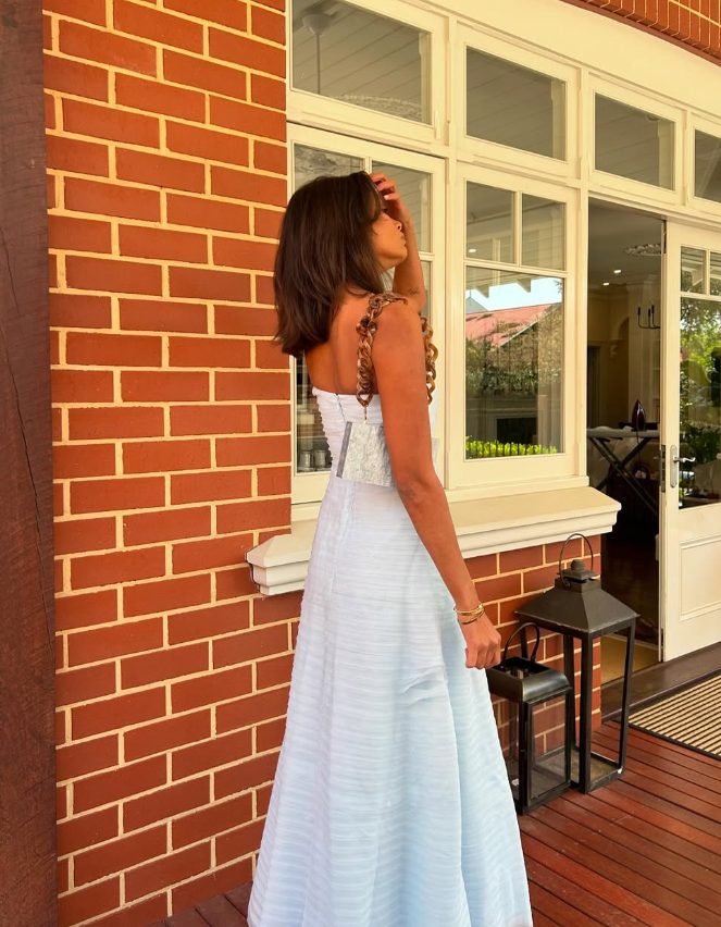 Elegant A Line Strapless Light Blue Tulle Long Prom Dress Evening Dress DP1632