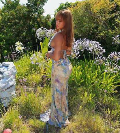 Fairy A Line Halter Print Floral Chiffon Open Back Prom Dress Evening Dress DP1648
