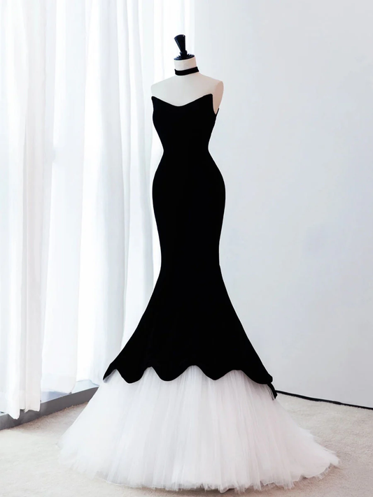 Mermaid Velvet Black Long Prom Dress DP375