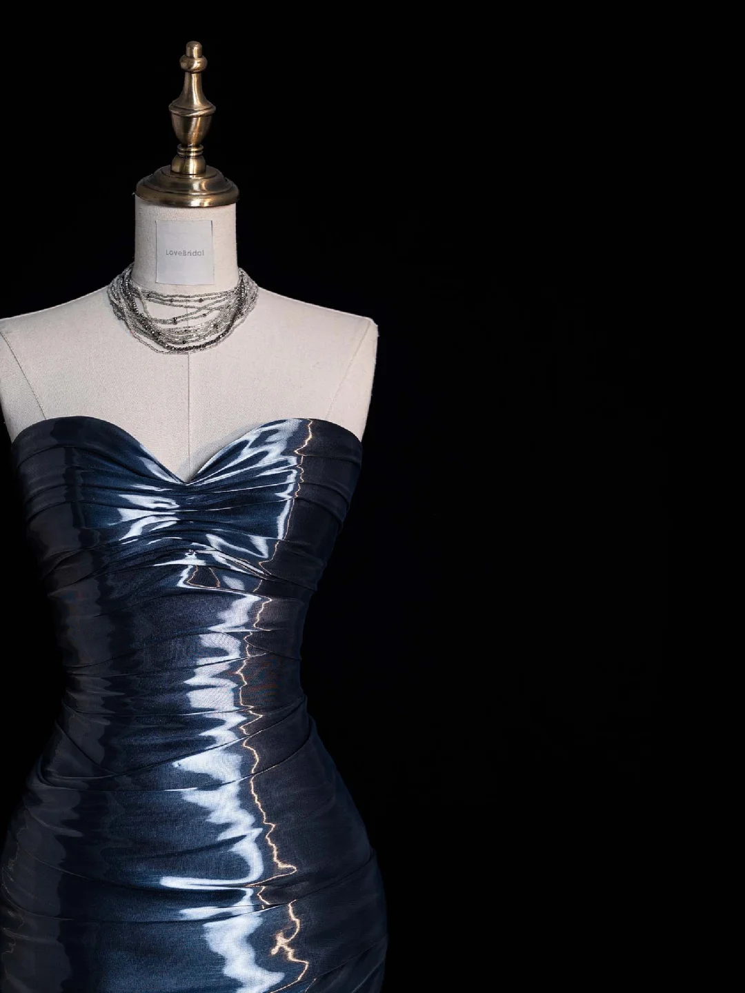 Unique Mermaid Sweetheart Neck Dark Blue Tulle Long Prom Dress Graduation Prom Dress DP2013