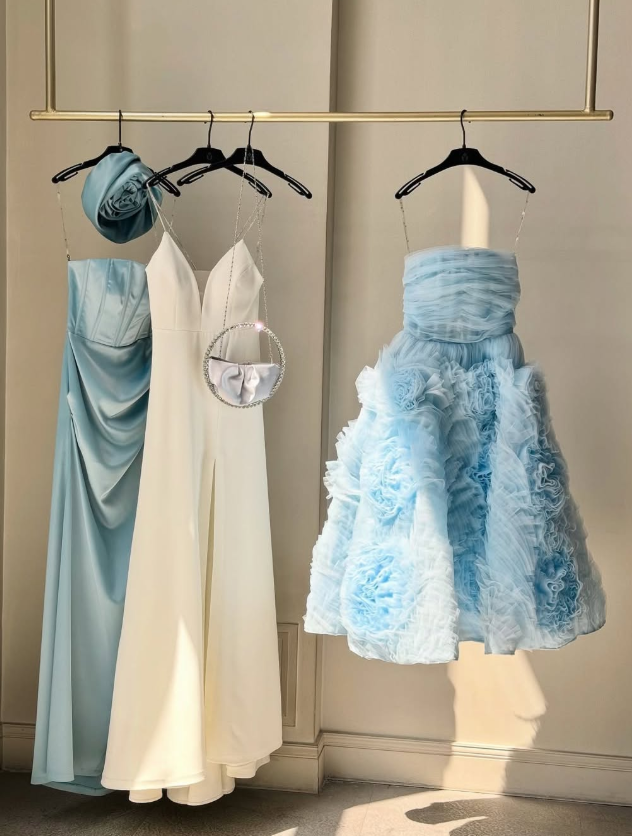 Dreamy Blue Floral A Line Strapless Tulle Homecoming Dress Cocktail Dress DP3495