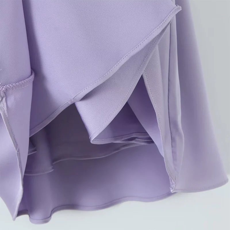 Purple A Line Spaghetti Straps Floral Embroidery Satin Mini Dress Homecoming Dress DP1357