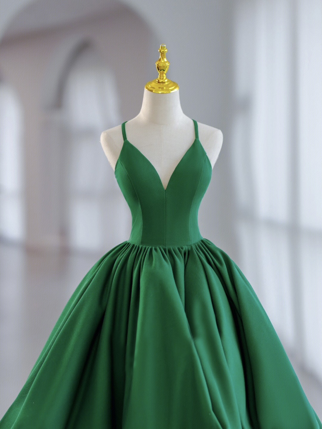 Cute V Neck Green Satin Short Prom Dress Homecoming Dress DP359