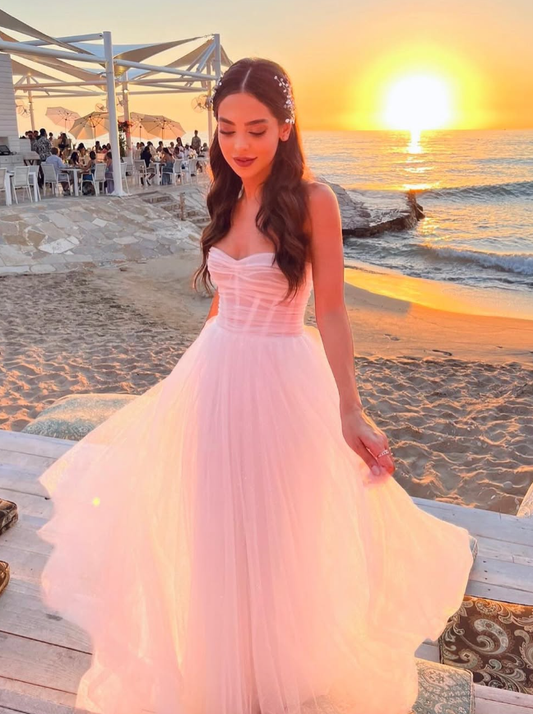 Elegant A Line Sweetheart Neck Corset Sequin Tulle Birthday Dress Wedding Dress DP1536