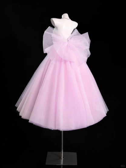 Gentle A Line Strapless Rhinestone Purple Tulle Party Dress Evening Dress DP2708