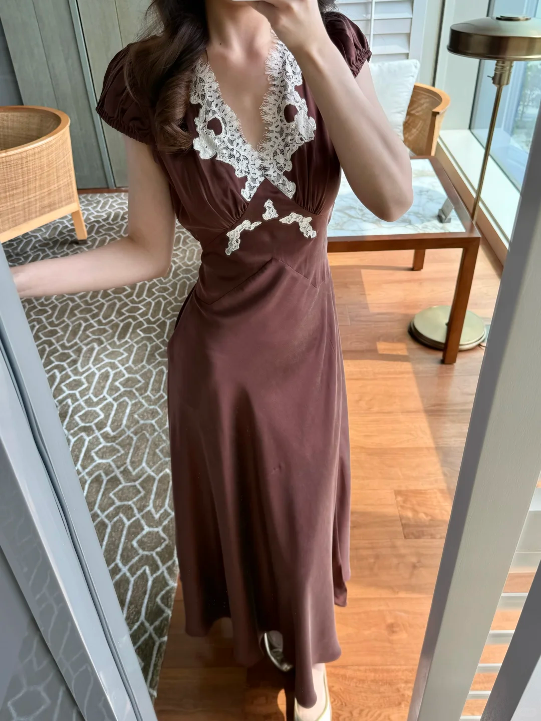 Classic Simple Brown Satin Prom Dress Evening Dress DP5170