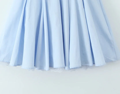 Sky Blue A Line Halter Lace Satin Short Homecoming Dress Evening Dress DP1288