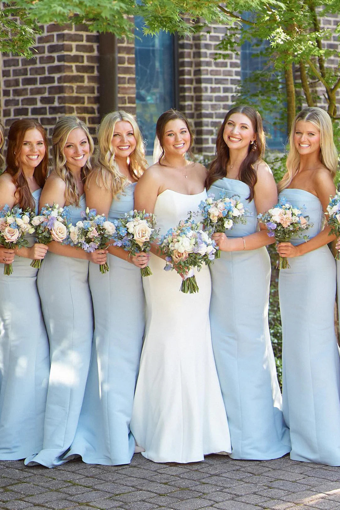 Strapless Ice Blue Pleated Mermaid Bridesmaid Dress DP5861