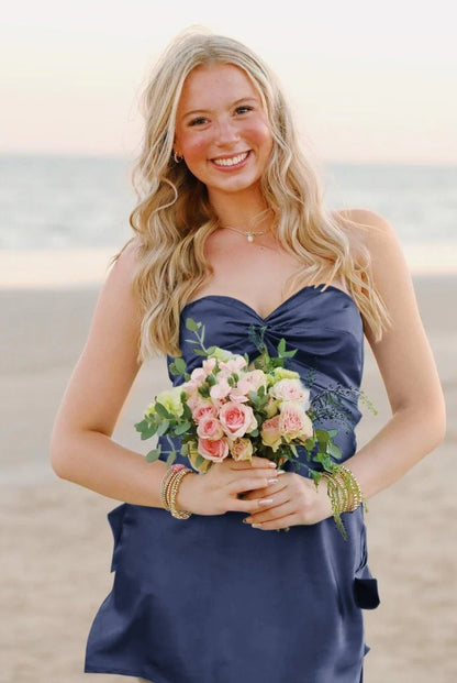 Cute Aqua A Line Sweetheart Neck Satin Short Homecoming Dress Mini Dress Outfits DP5888