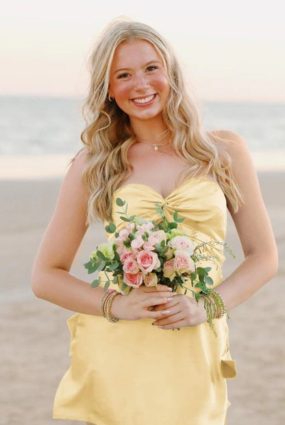 Cute Aqua A Line Sweetheart Neck Satin Short Homecoming Dress Mini Dress Outfits DP5888