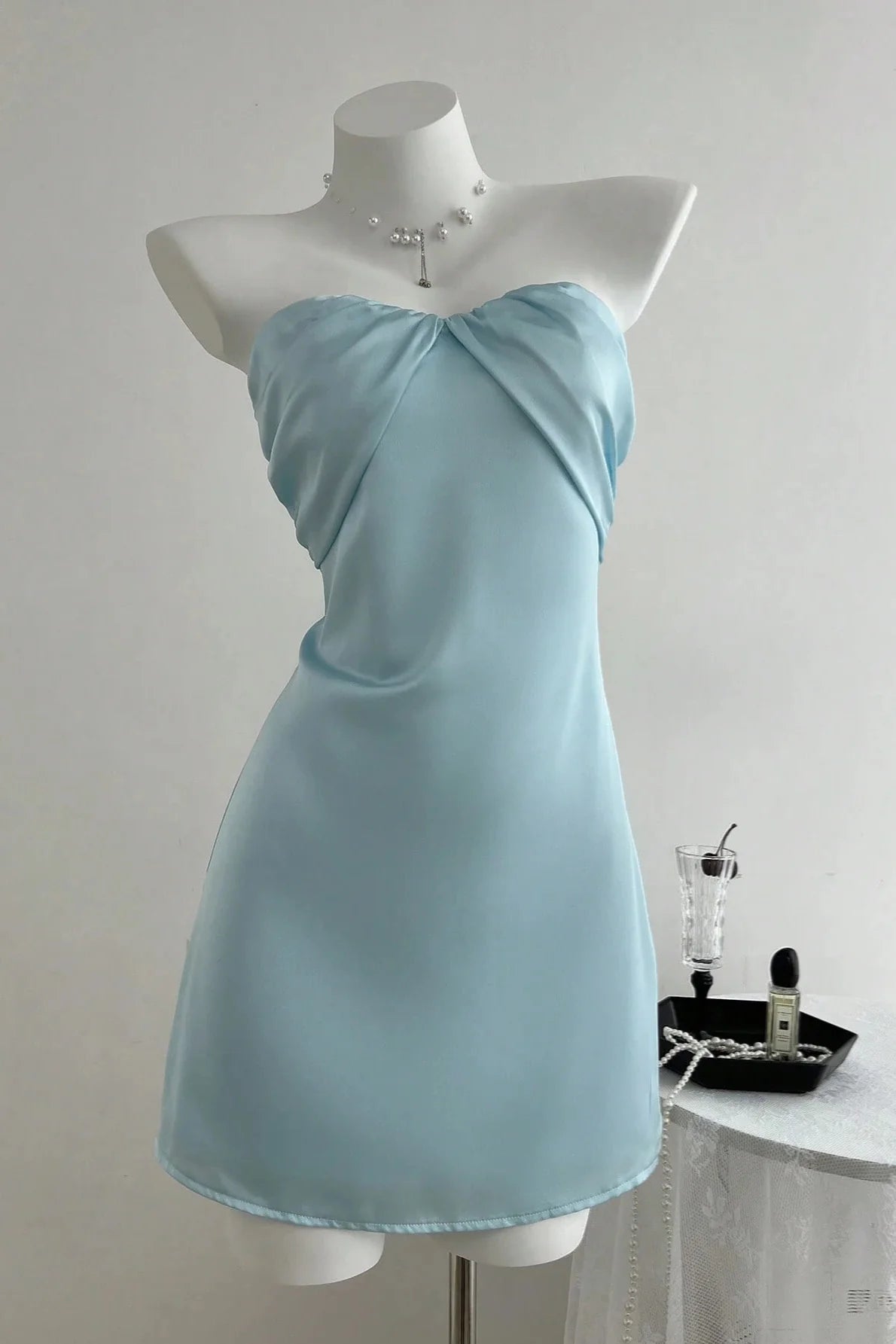 Fresh Green A Line Sweetheart Neck Satin Short Homecoming Dress Mini Dress Outfits DP5891