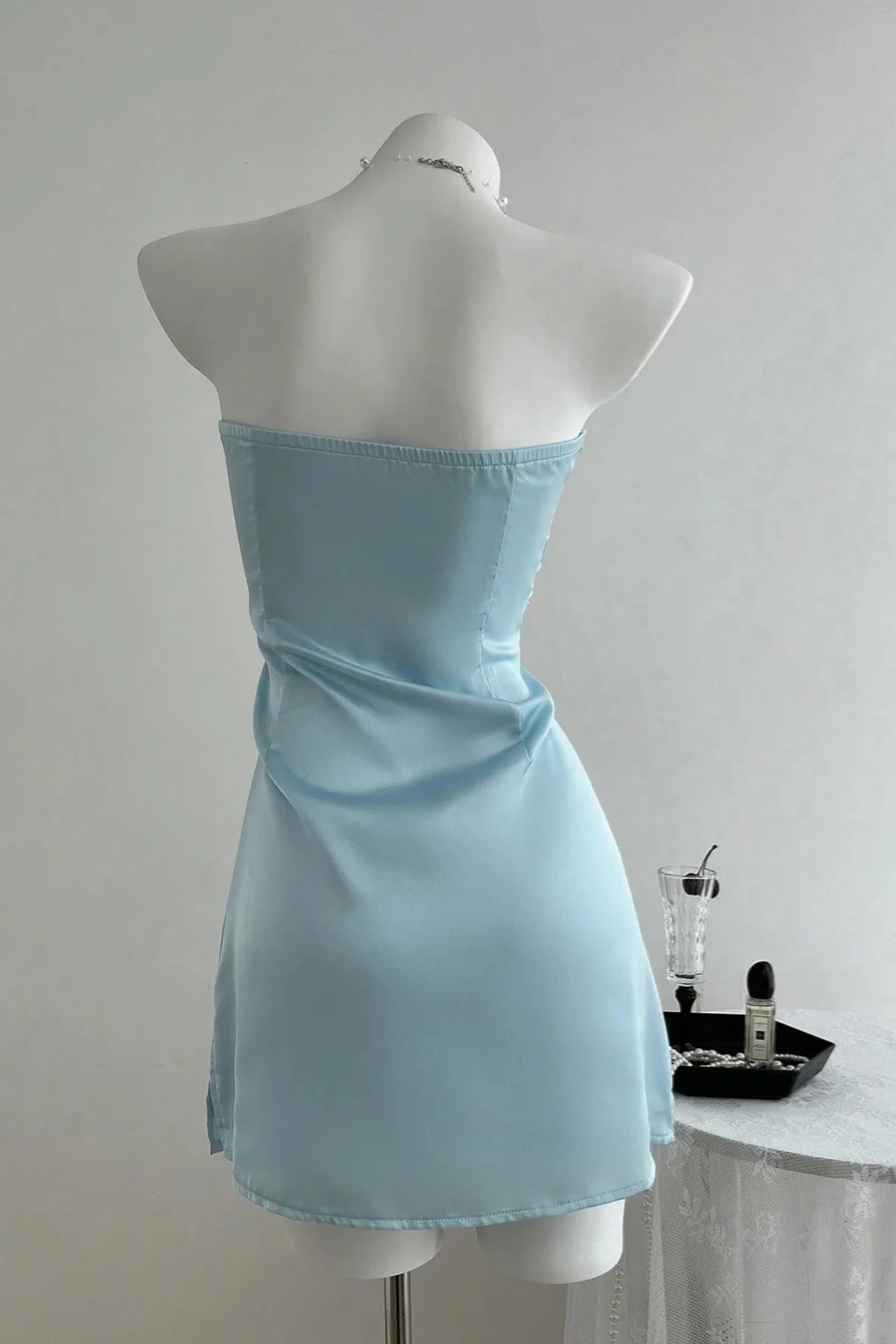 Fresh Green A Line Sweetheart Neck Satin Short Homecoming Dress Mini Dress Outfits DP5891