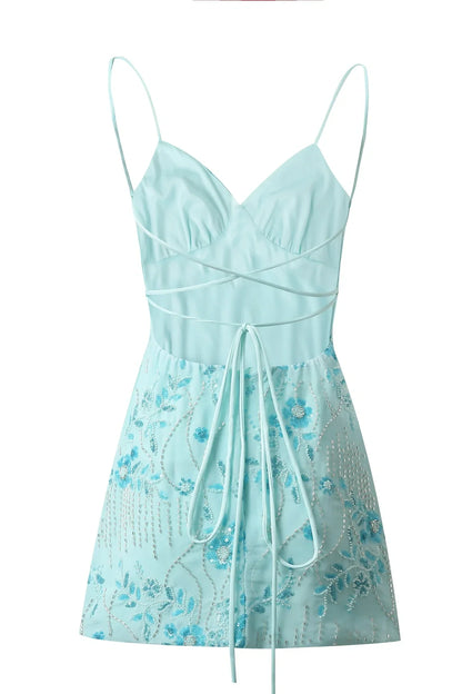 Stylish Sheath Spaghetti Straps Baby Blue Short Homecoming Dress with Beading DP7326
