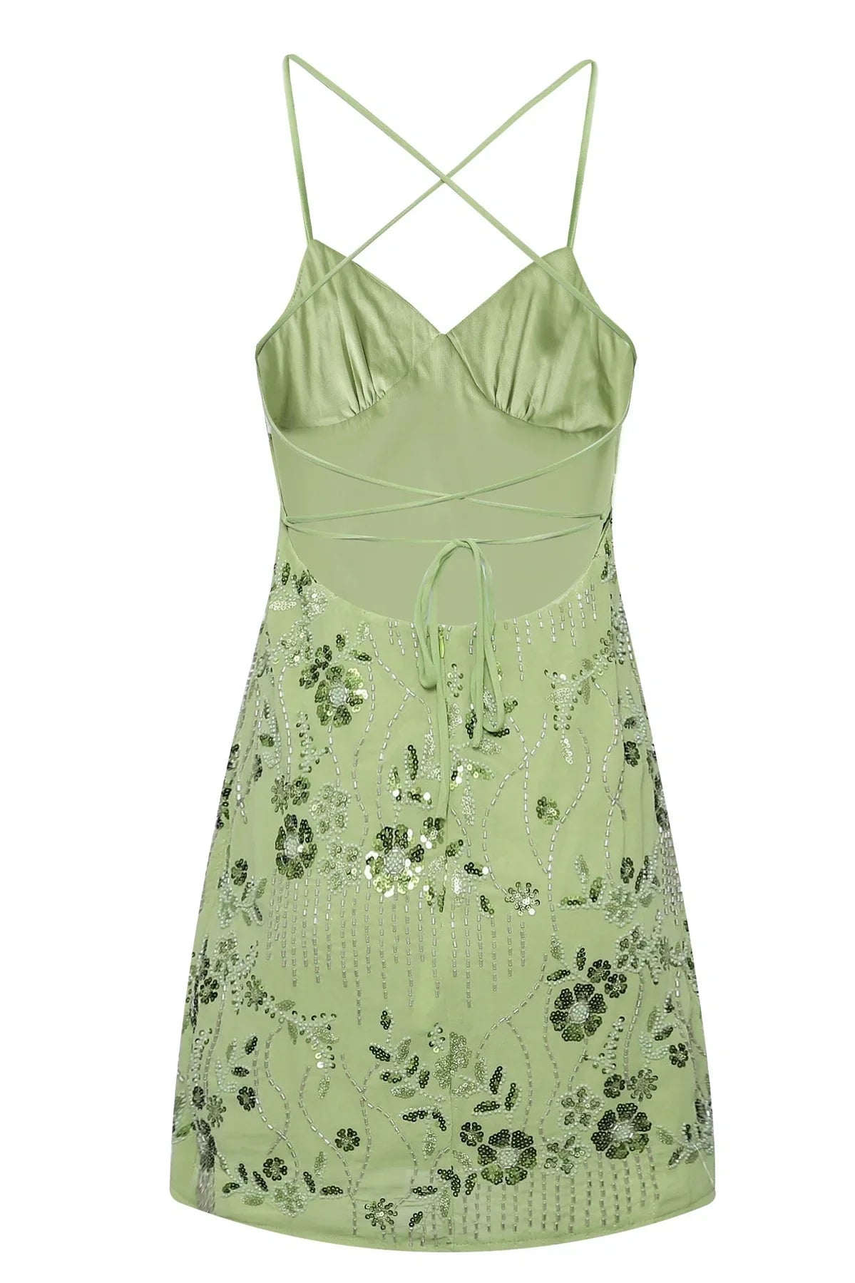 Stylish Sheath Spaghetti Straps Green Short Homecoming Dress with Beading DP7324