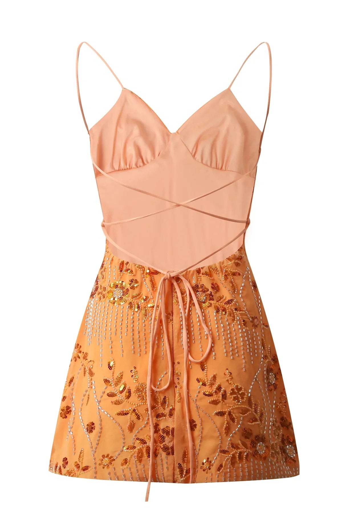 Stylish Sheath Spaghetti Straps Orange Short Homecoming Dress with Beading DP7321
