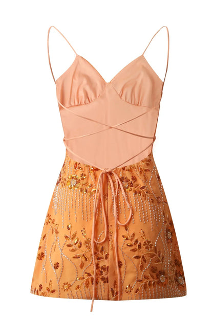 Stylish Sheath Spaghetti Straps Orange Short Homecoming Dress with Beading DP7321
