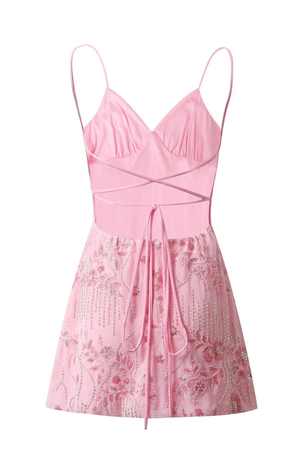 Stylish Sheath Spaghetti Straps Pink Short Homecoming Dress with Beading DP7322