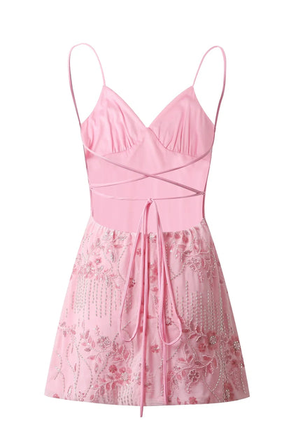 Stylish Sheath Spaghetti Straps Pink Short Homecoming Dress with Beading DP7322