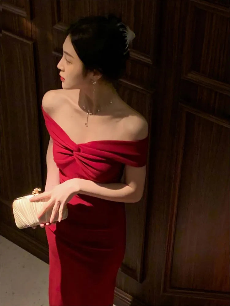 White Sheath Off the Shoulder Satin Evening Dress Prom Dress DP1505