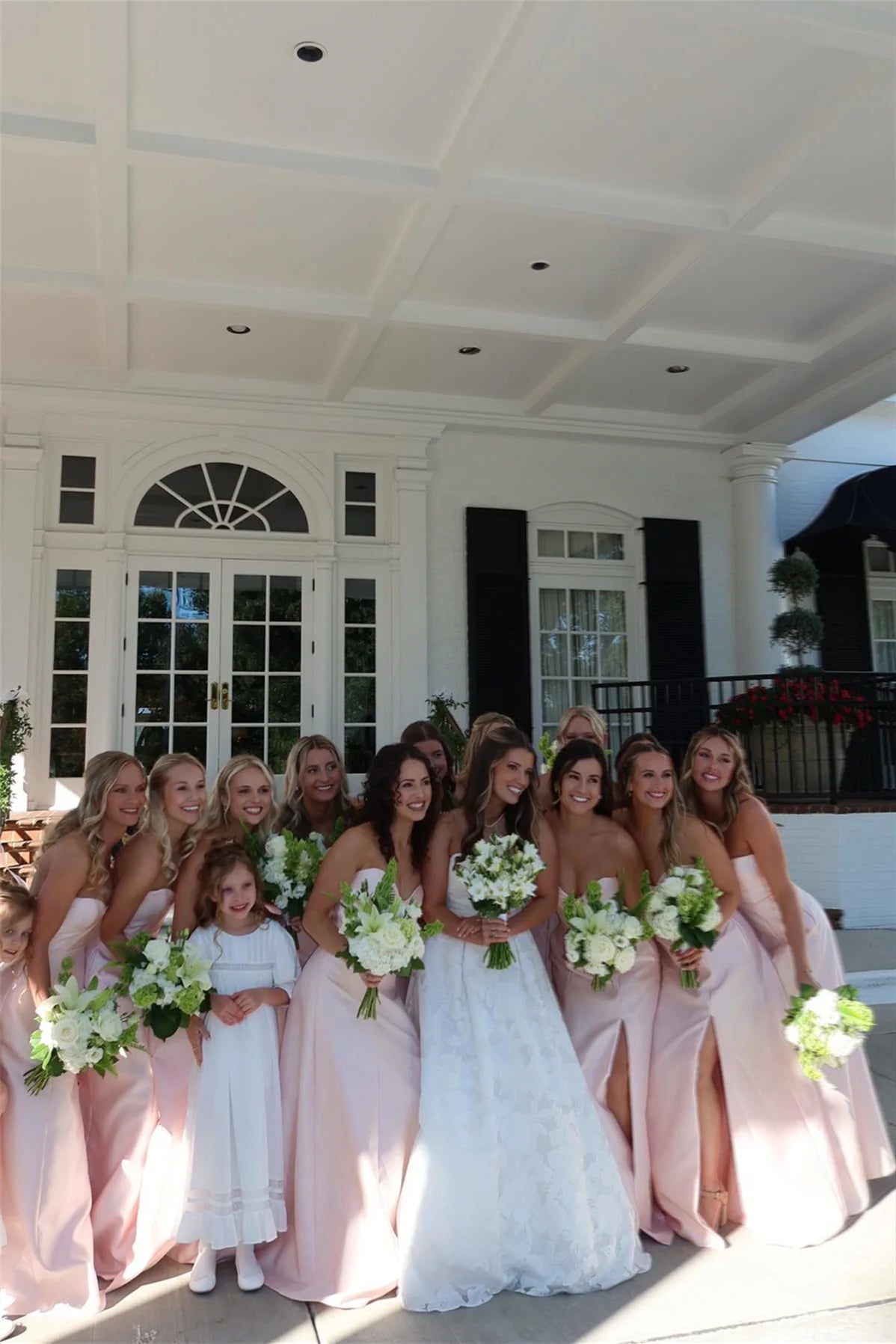 Sweetheart Pink A-line Satin Bridesmaid Dress with Slit DP5841