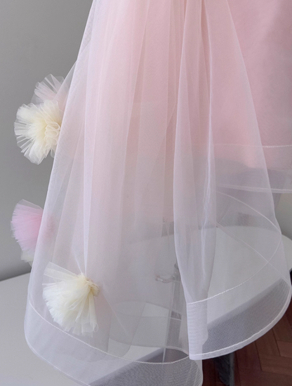 Fairy Pink Spaghetti Straps Tulle Birthday Short Prom Dress Homecoming Dress DP498