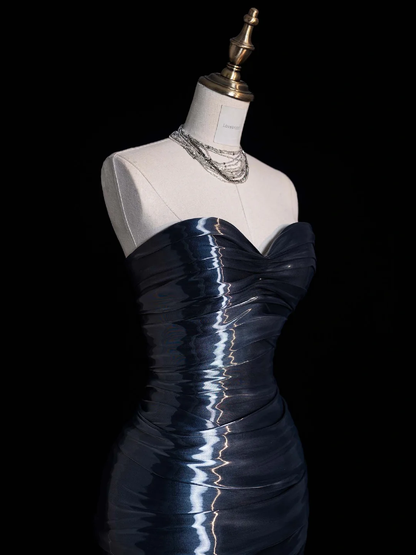 Unique Mermaid Sweetheart Neck Dark Blue Tulle Long Prom Dress Graduation Prom Dress DP2013