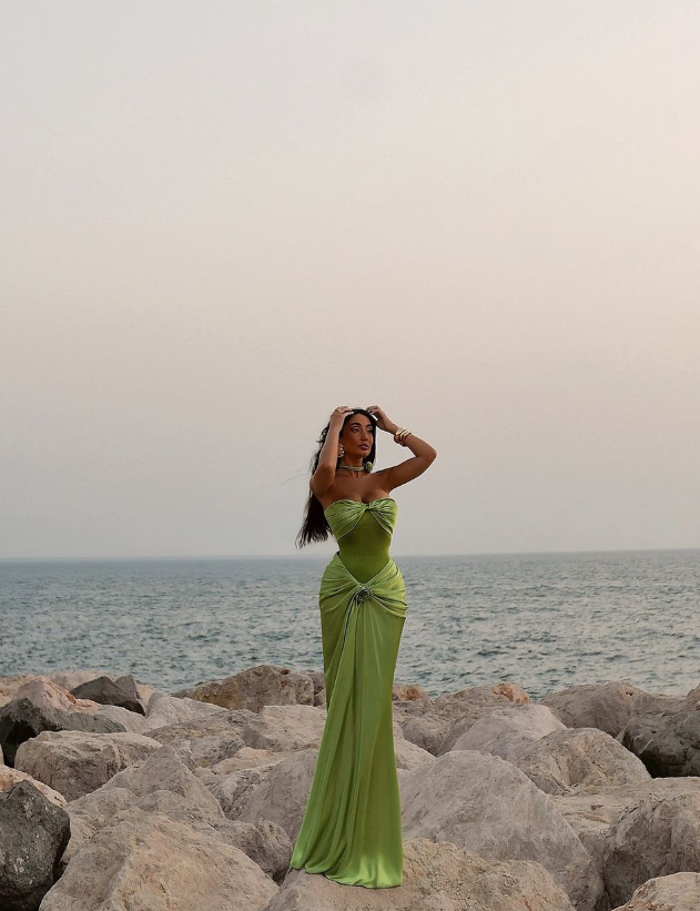 Sexy Green Mermaid Sweetheart Neck Pleated Satin Prom Dress Party Dress Evening Dress DP3377