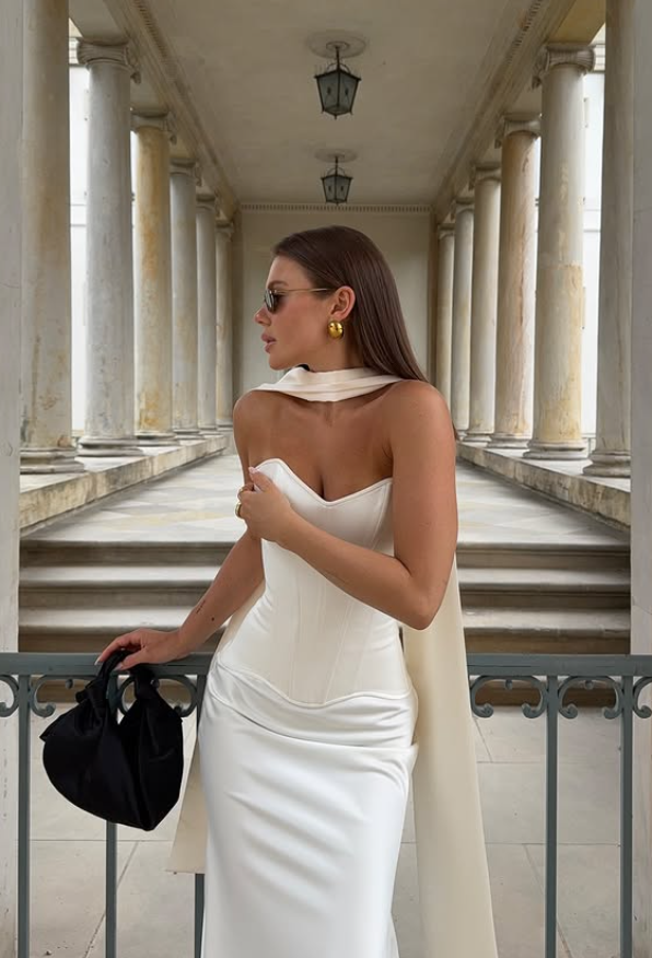 Elegant Mermaid Sweetheart Neck Satin Long Prom Dress Wedding Dress DP4226