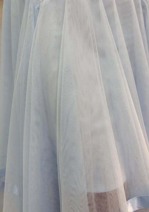 Vintage Baby Blue A Line Halter Embroidery Tulle Prom Dress Evening Dress Date Dress DP5288