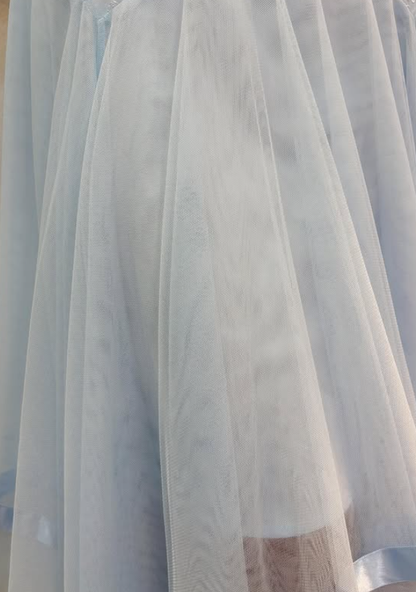 Vintage Baby Blue A Line Halter Embroidery Tulle Prom Dress Evening Dress Date Dress DP5288