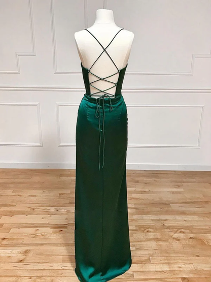 Green Crisscross Straps Backless Long Prom Dress Evening Dress DP530