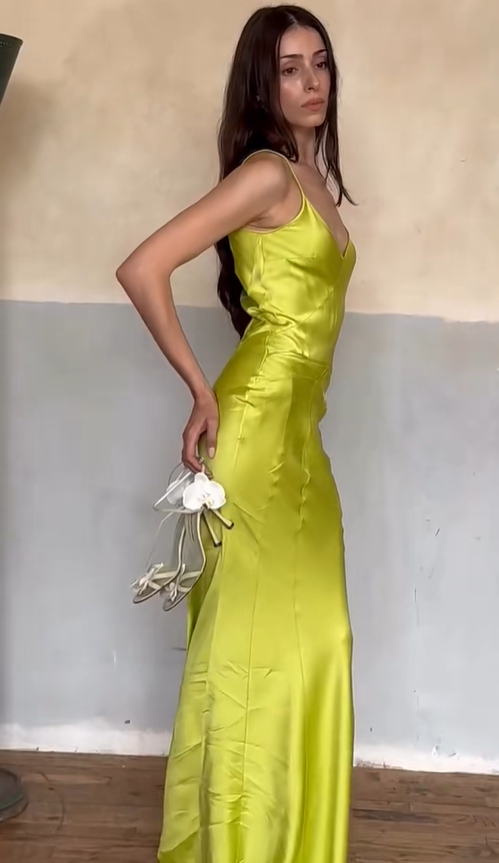 Sexy Green Sheath Spaghetti Strap Simple Satin Prom Dress Evening Dress DP4776